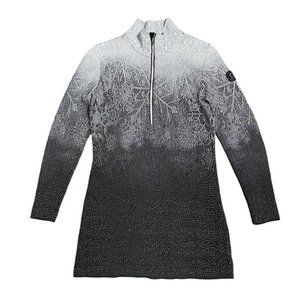 Newland Long 1/4  Zip Sweater Black White Snowflake Womens Small